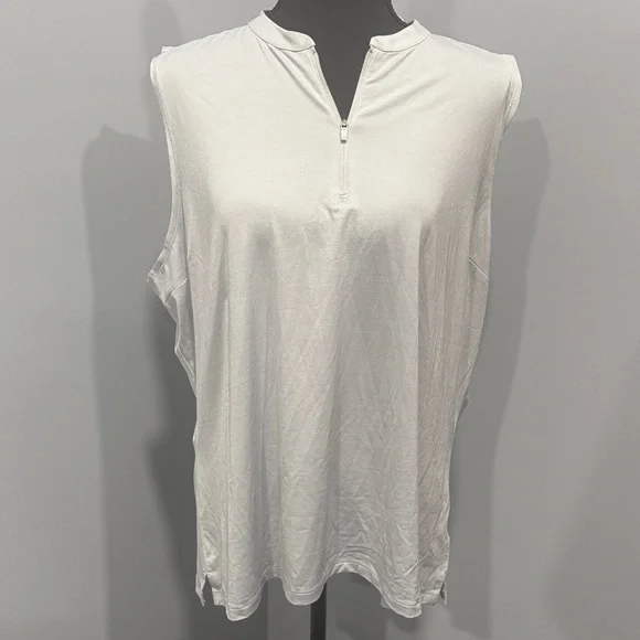 Lady Hagen Light Blue Sleeveless Zip Tank Top - Picture 1 of 5